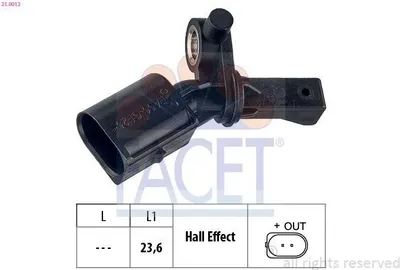 Produktbild von FACET ABS Sensor Raddrehzahl Hinten Links für VW POLO (9N) 21.0012