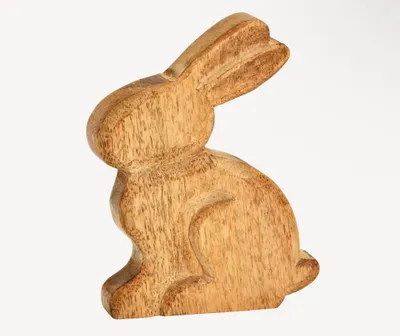 Produktbild von Seyila Home Deko Hase aus Mangoholz- handgefertigte Osterfigur, natürliche Frühlingsdekoration für Tisch, Regal & Fensterbank, Osterdeko