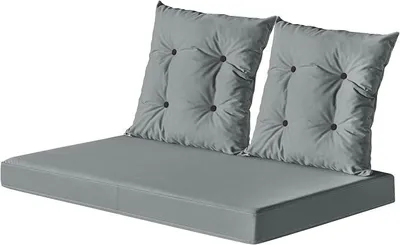 Imagen del producto de Silecomplaza, cojín para palets que incluye 2 cojines para el respaldo, 120 x 80 cm, color: gris – apto para interiores y exteriores