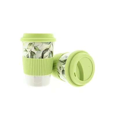 Produktbild von Kaffeebecher To Go, Porzellan Coffee to go Becher mit Deckel 250ml Hellgrün