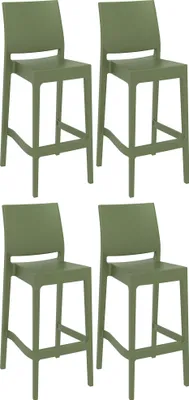 Produktbild von DELUKE® Barhocker 2er Set MIAMI - Oliv, Kunststoff | Barhocker mit Lehne Barstuhl Tresenhocker Tresenstuhl Kneipenhocker Kneipenstuhl