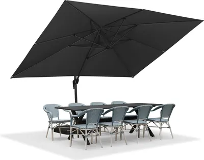 Produktbild von PURPLE LEAF Sonnenschirm Rechteckig, 300 x 400 cm Aluminium Ampelschirm Groß, Gartenschirm mit Kurbel, 360° Rotation, UV-beständig, Grau