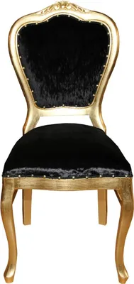 Produktbild von Casa Padrino Barock Luxus Esszimmer Stuhl Schwarz / Gold - Schminktisch Stuhl - Barock Möbel