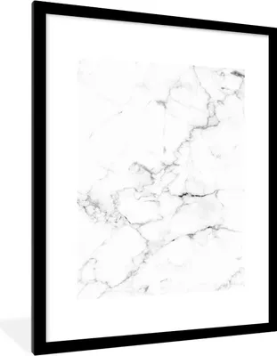 Produktbild von MuchoWow® Gerahmtes Poster Marmor - Weiß - Grau - Luxus - Marmoroptik - Strukturiert 60x80 cm - Poster mit Schwarzem Bilderrahmen Wandposter Rahmen Foto Bilder - Wohnzimmer - Dekorationen - Prämie