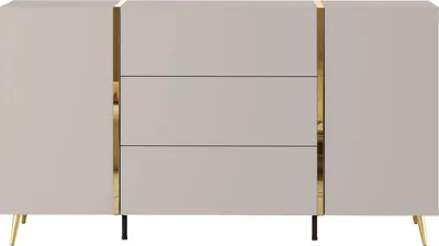 Produktbild von 2-türige Kommode mit 3 Schubladen - Beige und Gold - MARZIALO