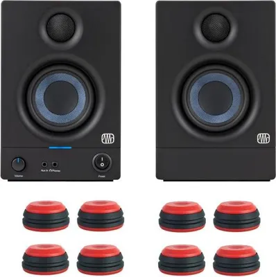 Zdjęcie produktu dla Głośnik Presonus Eris 3.5 II Gen z nóżkami głośnikowymi w kolorze czerwonym