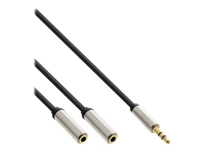 Produktbild von InLine® Slim Audio Y-Kabel Klinke 3,5mm ST an 2x Klinke BU, 1m