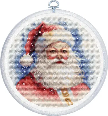 Produktbild von Luca-S Kreuzstich-Stickset mit Stickrahmen "Santa", 17x17cm