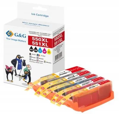 Produktbild von G&G 14790, Hohe (XL-) Ausbeute, Schwarz, Cyan, Magenta, Gelb, 10,2 ml, 5 Stück(e), Multipack