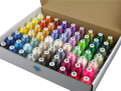 Image de set de fils à broder en polyester de 63 couleurs - Différentes qualités pour la broderie et la couture