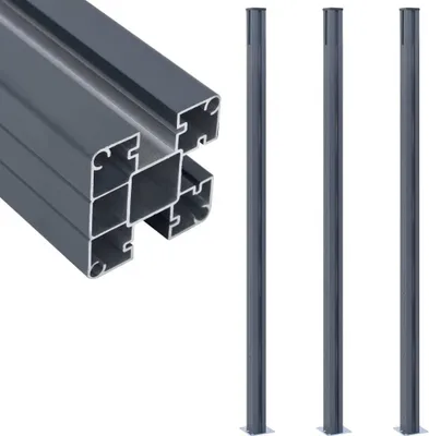 Obrázek produktu pro Plotové sloupky 3 ks tmavě šedé 185 cm hliník
