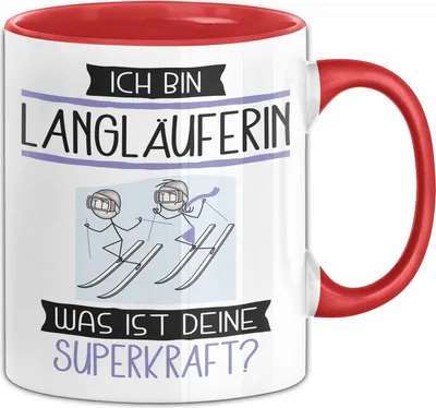 Produktbild von Langläuferin Geschenk Tasse Ich Bin Langläuferin Was Ist Deine Superkraft Geschenkidee Lustig Geburtstag Weihnachten (Rot)