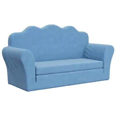 Produktbild von Kinder-Schlafsofa 2-Sitzer Blau Weicher Plüsch