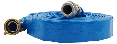 Obrázek produktu pro Zahradní hadice - plochá hadice z PVC - průměr připojení 3 cm a 5 cm - délka 15,2 metru - pro zavlažování zahrady, trávníku, zemědělství - modrá