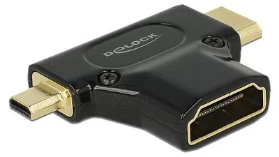 Produktbild von DeLOCK HDMI-A/HDMI Mini-C+ Micro-D, F/M+M, HDMI, Mini-HDMI + Micro-HDMI, Schwarz