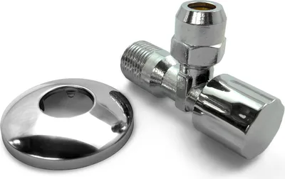 Produktbild von Puteus 1/2" Eckventil verchromt, 3/8" Abgang inklusive Quetschverschraubung 10mm