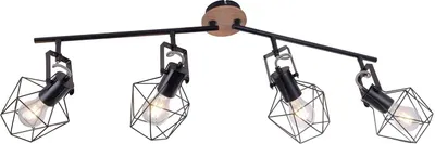 Obrázek produktu pro Stropní svítidlo - černé - kov - dřevo - 4 plameny - š 92,5 cm