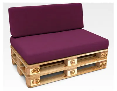 Produktbild von Palettenkissen Palettenauflagen mit abnehmbarem Bezug Palettenmöbel Palettensofa 2er Set: Sitzkissen 120x80 + Rückenlehne 120x40, Violett