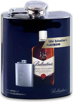 Produktbild von Ballantines Whisky Flachmann Glas aus Edelstahl Hochwertig 3 x