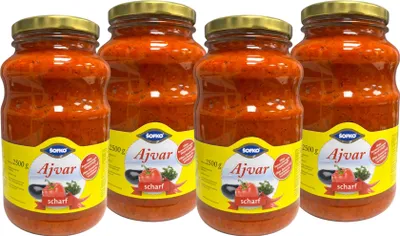 Produktbild von SOFKO Ajvar scharf 4x 2.5kg Glas, Paprikazubereitung, Paprikacreme scharf