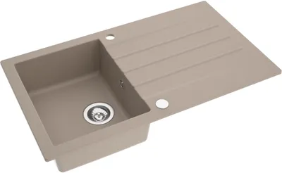 Produktbild von Granitspüle - Spülbecken - Küchenspüle - 86 x 50 cm - Beige - Einbauspüle - Hochwertig, Kratzfest, Modern - Platzsparender Siphon, Mojito 100