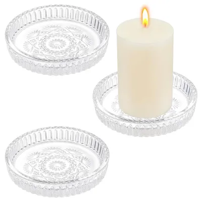 3 Kristallglas-Kerzenhalter, 9,2 cm, klar, rund, für Hochzeit