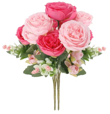 Kunstrosen, 2 Bund, rosa, 24 Blüten, seidig, für Dekoration