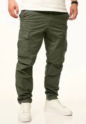 Produktbild von DAILY Baumwolle Herren Cargohose als Stoffhose mit Stretch im Tapered Fit Chino Cargo Hose mit Gürtelschlaufen für Herren