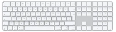 Obrázek produktu pro Apple Magic, Plná velikost (100 %), Kabelový a bezdrátový, USB + Bluetooth, QWERTY, Bílá