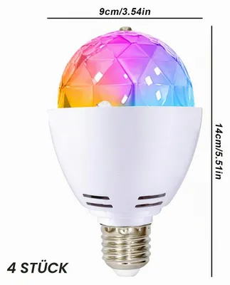 Produktbild von LED Disco Glühbirne E27 3W RGB 360° Rotierend, Partylicht für Hochzeit