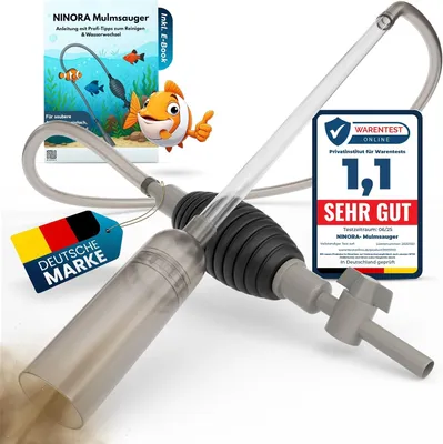 Productafbeelding van Aquarium modderzuiger - bodemreiniger met handpomp en slangventiel - voor kleine en grote aquaria - vissenveilig