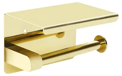 Image de Porte-papier toilette Salle de bain Étagère murale Acier brillant Or Suspension