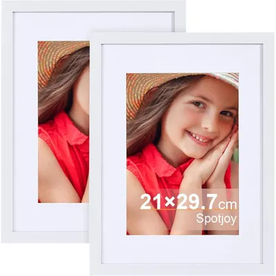 Zdjęcie produktu dla Ramka na zdjęcia A4, 21x29,7 cm, drewnopodobna, wykonana z MDF, zestaw 2 sztuk, kolor biały