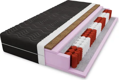 Produktbild von 4ALL HOME Taschenfederkernmatratze 7 Zonen M10 H3/H4 – Kokosmatte – Orthopädisch – Ergonomisch – Atmungsaktiv – Abnehmbarer Bezug – Wendematratze – Allergikerfreundlich 200x200 cm Bezug: Schwarz