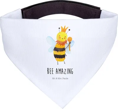 Produktbild von Mr. & Mrs. Panda Hundehalstuch Biene König - Weiß - Geschenk, Dreieckstuch, Bandana, Hunde Halstuch, Hals Tuch, für Hund