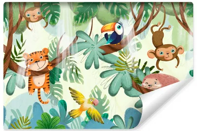 Produktbild von Muralo Selbstklebende Fototapete für Kinder wilde TIERE tropische Pflanzen Br. 254cm x Hö. 184cm