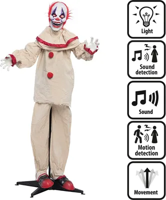 Obrázek produktu pro Animovaný strašidelný klaun - halloweenská dekorace - 153 cm