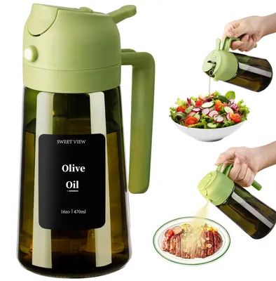 Productafbeelding van Olievoorraadbak en oliesproeier - 2-in-1 doseerfles - keuken en koken - 470 ml