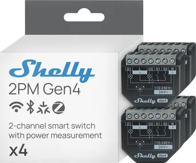 Produktbild von Shelly 2PM Gen4 WiFi-Switch Matter X4 _2PM_Gen4_4er