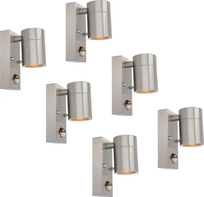 Produktbild von hoftronic LED-Wandleuchten 6x 4W 2700K GU10 IP44 Edelstahl Sensor