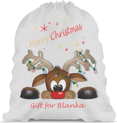 Produktbild von Weihnachten - Geschenk Sack vom Nikolaus mit Namen zu Verpackung von Spielzeug und Süßigkeiten viele Bunte Motive Größe 40x60 CM Motiv Frohe Weihnachten [138]