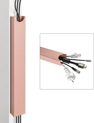Image de Desktronic Goulotte de câbles magnétique pour bureau, 37x5x2,5cm, acier de haute qualité, organisateur de câbles pour le guidage des câbles Rose