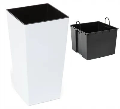 Obrázek produktu pro Vysoký květináč "Botle" v bílé barvě s vysokým leskem, včetně vnitřní vložky