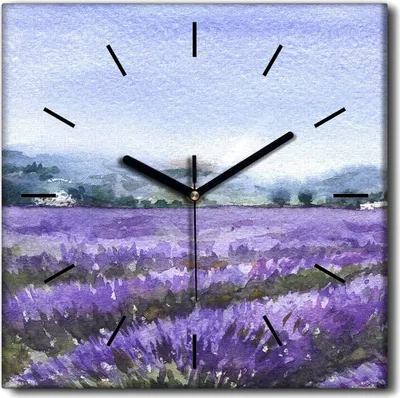 Produktbild von Coloray Uhr auf Leinwand 30x30 cm Wand Uhr Dekoration Wohnzimmer Segeltuch schwarze Hände -Lavendellandschaft.