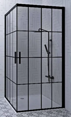 Produktbild von Duschkabine 90x90cm  Eckdusche Schiebetür Höhe 180cm Blackline Bocchi