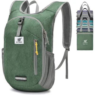Produktbild von Faltbarer Rucksack 10L Tagesrucksack Wanderrucksack Grün Polyester Leicht