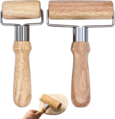 Produktbild von Famanu Set von 2 Holz-Teigrollen – Kleine und mittlere Größe – Ideal für Kekse, Desserts und Teigwaren
