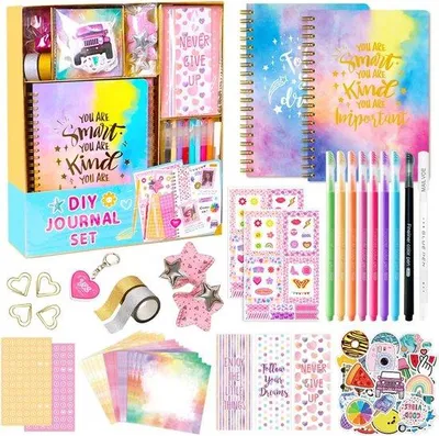 Zdjęcie produktu dla Zestaw okładek do scrapbookingu dla dziewczynek – prezent dla dziewczynki – zestaw do pamiętnika dla dziewczynki – prezent dla dziewczynek w wieku 8–14 lat – zawiera artykuły papiernicze, materiały do scrapbookingu i akcesoria do pamiętnika