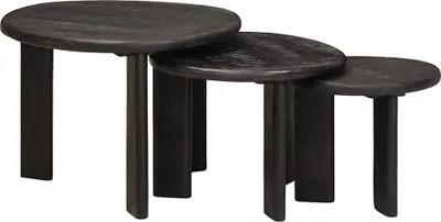 Image de Tables basses gigognes 3 pcs Blanc Bois de mangue massif