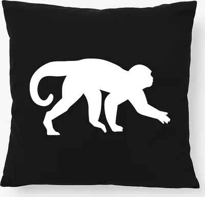 Produktbild von Huuraa Kissen Affe Silhouette 40x40cm mit Füllung Black Baumwolle Dekokissen Geschenkidee